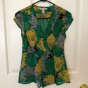 Banana Republic faux wrap sheer floral blouse, SP